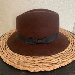 Women’s Brown 100% Wool Fedora Hat Victorian English Countryside Old Money